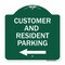 Signmission Reserved Parking Customer and Visitor Parking With Left Arrow, Green & White, A-DES-GW-1818-23053 A-DES-GW-1818-23053 - alternate 1